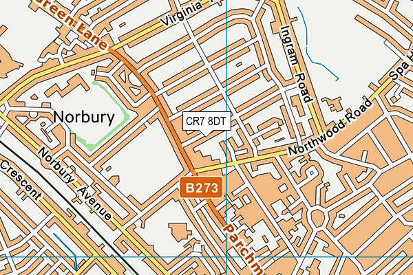 CR7 8DT map - OS VectorMap District (Ordnance Survey) CR7 8DT map - OS VectorMap District (Ordnance Survey)