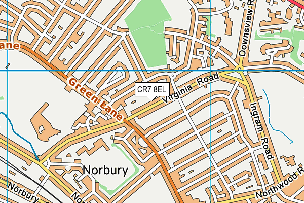 CR7 8EL map - OS VectorMap District (Ordnance Survey) CR7 8EL map - OS VectorMap District (Ordnance Survey)