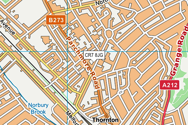 CR7 8JG map - OS VectorMap District (Ordnance Survey) CR7 8JG map - OS VectorMap District (Ordnance Survey)