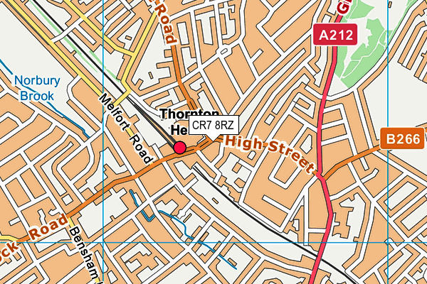 CR7 8RZ map - OS VectorMap District (Ordnance Survey)