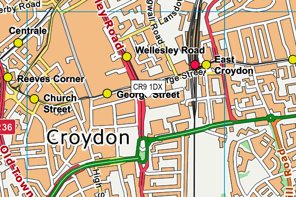 CR9 1DX map - OS VectorMap District (Ordnance Survey)