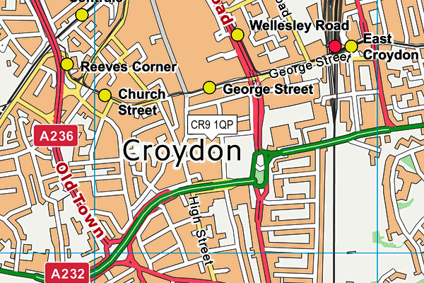 CR9 1QP map - OS VectorMap District (Ordnance Survey)
