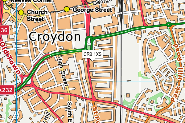 CR9 1XS map - OS VectorMap District (Ordnance Survey)