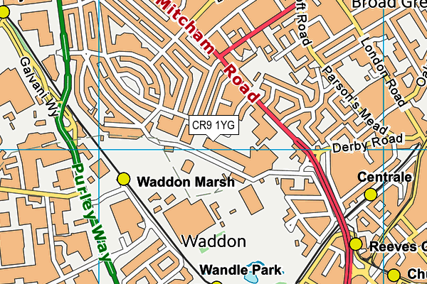 CR9 1YG map - OS VectorMap District (Ordnance Survey)