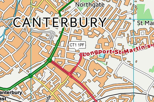 CT1 1PF map - OS VectorMap District (Ordnance Survey) CT1 1PF map - OS VectorMap District (Ordnance Survey)