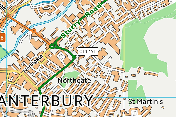 CT1 1YT map - OS VectorMap District (Ordnance Survey) CT1 1YT map - OS VectorMap District (Ordnance Survey)