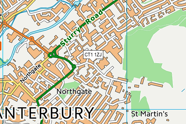CT1 1ZJ map - OS VectorMap District (Ordnance Survey) CT1 1ZJ map - OS VectorMap District (Ordnance Survey)
