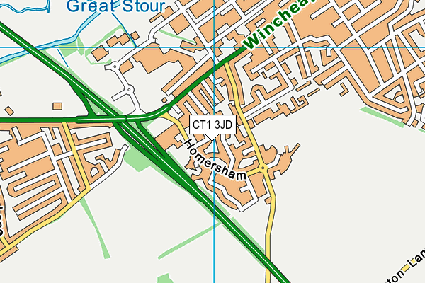 CT1 3JD map - OS VectorMap District (Ordnance Survey) CT1 3JD map - OS VectorMap District (Ordnance Survey)
