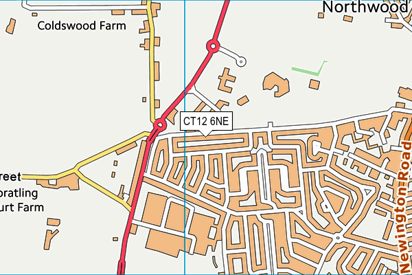 CT12 6NE map - OS VectorMap District (Ordnance Survey) CT12 6NE map - OS VectorMap District (Ordnance Survey)
