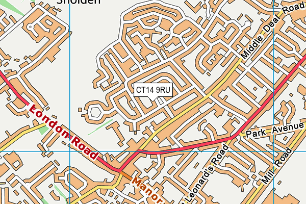 CT14 9RU map - OS VectorMap District (Ordnance Survey) CT14 9RU map - OS VectorMap District (Ordnance Survey)