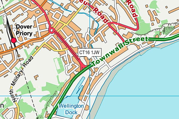 CT16 1JW map - OS VectorMap District (Ordnance Survey) CT16 1JW map - OS VectorMap District (Ordnance Survey)