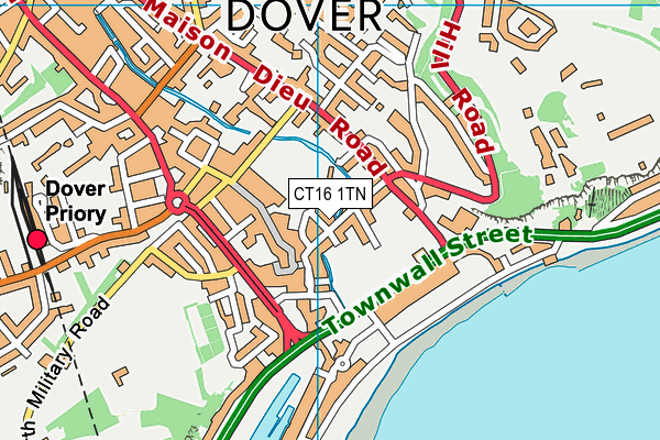 CT16 1TN map - OS VectorMap District (Ordnance Survey) CT16 1TN map - OS VectorMap District (Ordnance Survey)