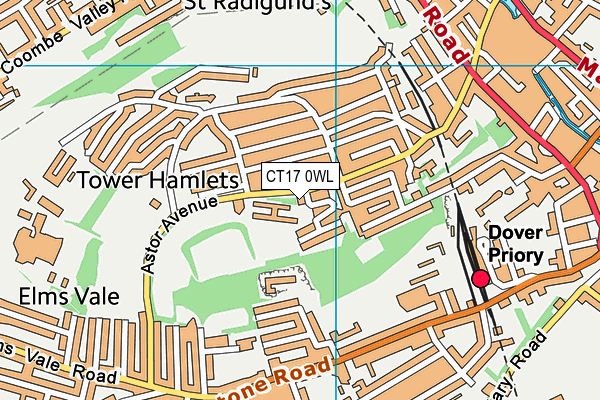 CT17 0WL map - OS VectorMap District (Ordnance Survey) CT17 0WL map - OS VectorMap District (Ordnance Survey)