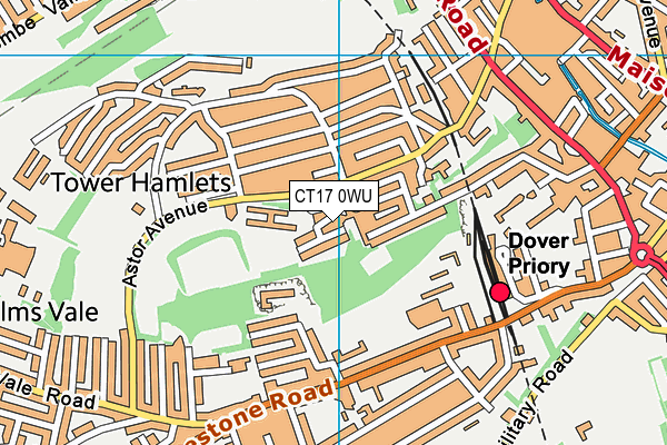 CT17 0WU map - OS VectorMap District (Ordnance Survey) CT17 0WU map - OS VectorMap District (Ordnance Survey)