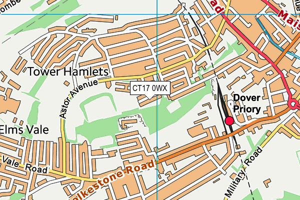 CT17 0WX map - OS VectorMap District (Ordnance Survey) CT17 0WX map - OS VectorMap District (Ordnance Survey)