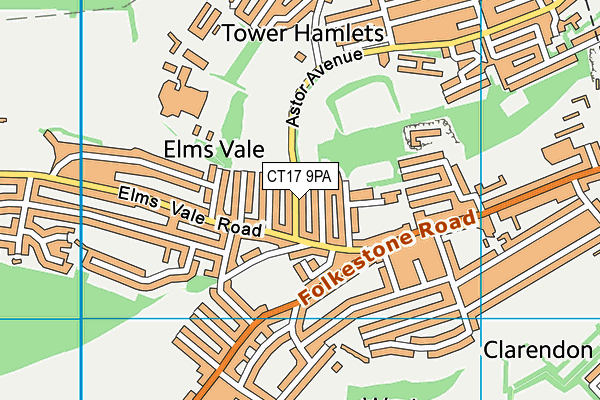 CT17 9PA map - OS VectorMap District (Ordnance Survey)