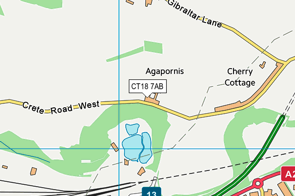 CT18 7AB map - OS VectorMap District (Ordnance Survey) CT18 7AB map - OS VectorMap District (Ordnance Survey)