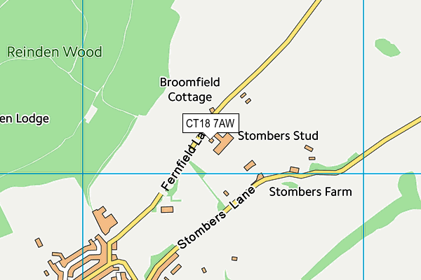 CT18 7AW map - OS VectorMap District (Ordnance Survey) CT18 7AW map - OS VectorMap District (Ordnance Survey)