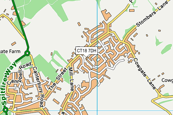 CT18 7DH map - OS VectorMap District (Ordnance Survey) CT18 7DH map - OS VectorMap District (Ordnance Survey)