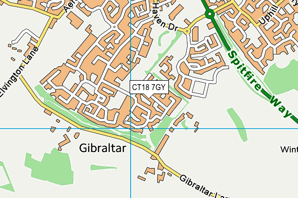 CT18 7GY map - OS VectorMap District (Ordnance Survey) CT18 7GY map - OS VectorMap District (Ordnance Survey)