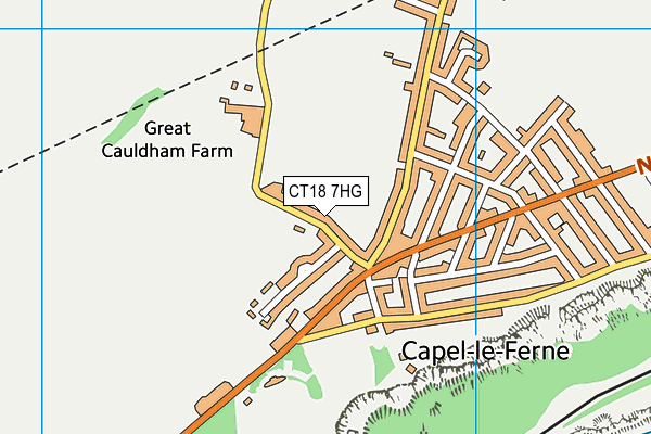 CT18 7HG map - OS VectorMap District (Ordnance Survey) CT18 7HG map - OS VectorMap District (Ordnance Survey)