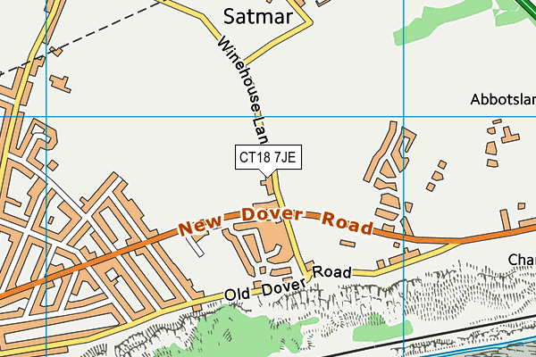 CT18 7JE map - OS VectorMap District (Ordnance Survey) CT18 7JE map - OS VectorMap District (Ordnance Survey)