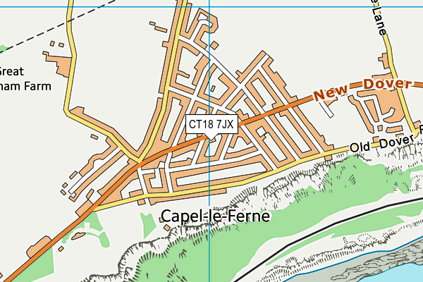 CT18 7JX map - OS VectorMap District (Ordnance Survey) CT18 7JX map - OS VectorMap District (Ordnance Survey)