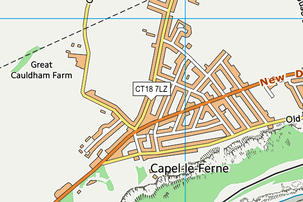 CT18 7LZ map - OS VectorMap District (Ordnance Survey) CT18 7LZ map - OS VectorMap District (Ordnance Survey)