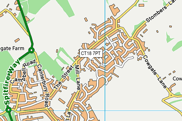 CT18 7PT map - OS VectorMap District (Ordnance Survey) CT18 7PT map - OS VectorMap District (Ordnance Survey)