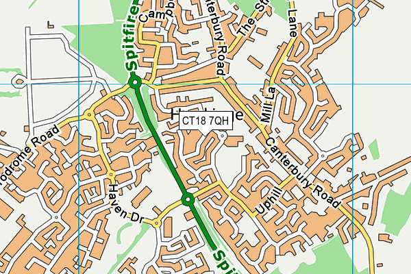 CT18 7QH map - OS VectorMap District (Ordnance Survey) CT18 7QH map - OS VectorMap District (Ordnance Survey)