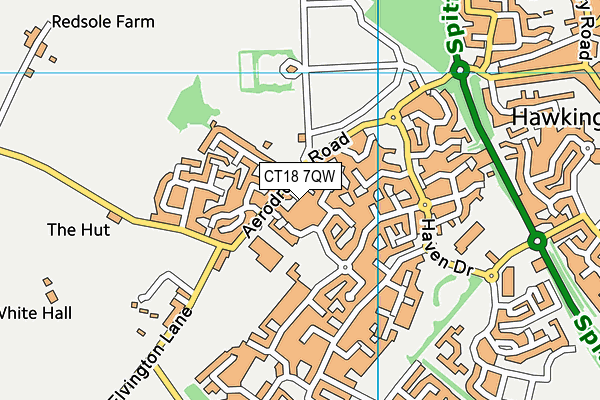 CT18 7QW map - OS VectorMap District (Ordnance Survey) CT18 7QW map - OS VectorMap District (Ordnance Survey)