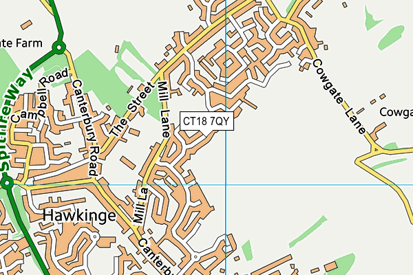 CT18 7QY map - OS VectorMap District (Ordnance Survey) CT18 7QY map - OS VectorMap District (Ordnance Survey)