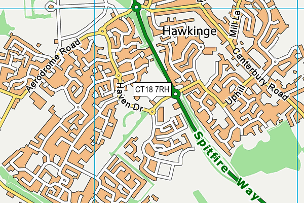 CT18 7RH map - OS VectorMap District (Ordnance Survey) CT18 7RH map - OS VectorMap District (Ordnance Survey)