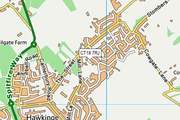 CT18 7RJ map - OS VectorMap District (Ordnance Survey) CT18 7RJ map - OS VectorMap District (Ordnance Survey)