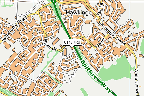 CT18 7RU map - OS VectorMap District (Ordnance Survey)