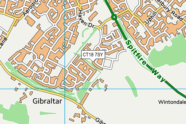 CT18 7SY map - OS VectorMap District (Ordnance Survey) CT18 7SY map - OS VectorMap District (Ordnance Survey)