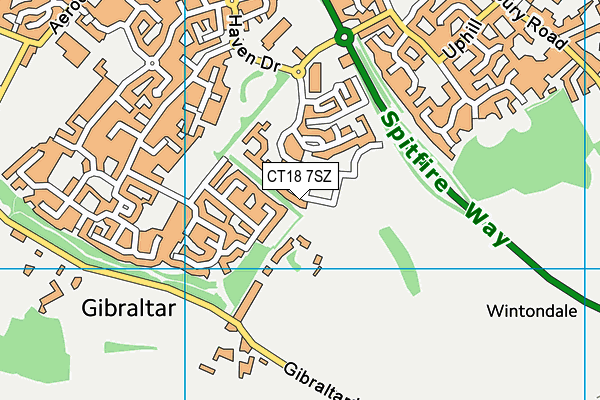 CT18 7SZ map - OS VectorMap District (Ordnance Survey) CT18 7SZ map - OS VectorMap District (Ordnance Survey)