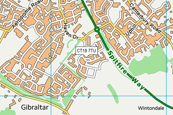 CT18 7TU map - OS VectorMap District (Ordnance Survey) CT18 7TU map - OS VectorMap District (Ordnance Survey)