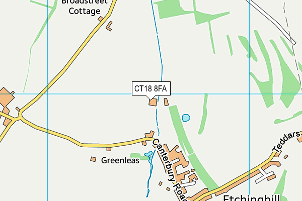 CT18 8FA map - OS VectorMap District (Ordnance Survey) CT18 8FA map - OS VectorMap District (Ordnance Survey)