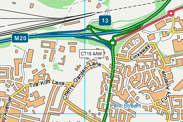 CT19 4AW map - OS VectorMap District (Ordnance Survey) CT19 4AW map - OS VectorMap District (Ordnance Survey)