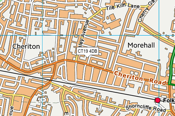 CT19 4DB map - OS VectorMap District (Ordnance Survey) CT19 4DB map - OS VectorMap District (Ordnance Survey)
