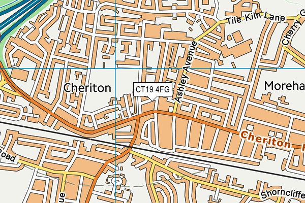 CT19 4FG map - OS VectorMap District (Ordnance Survey) CT19 4FG map - OS VectorMap District (Ordnance Survey)