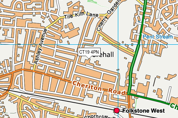 CT19 4PN map - OS VectorMap District (Ordnance Survey) CT19 4PN map - OS VectorMap District (Ordnance Survey)