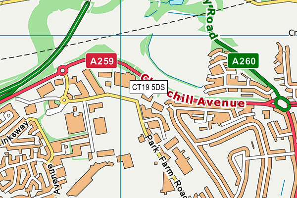 CT19 5DS map - OS VectorMap District (Ordnance Survey) CT19 5DS map - OS VectorMap District (Ordnance Survey)
