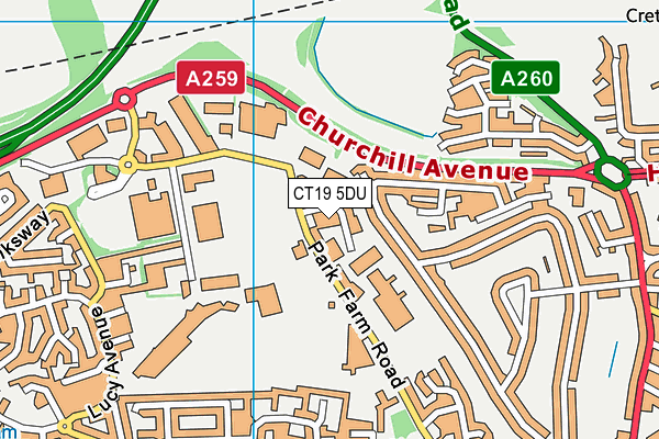 CT19 5DU map - OS VectorMap District (Ordnance Survey) CT19 5DU map - OS VectorMap District (Ordnance Survey)