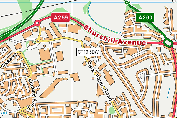 CT19 5DW map - OS VectorMap District (Ordnance Survey) CT19 5DW map - OS VectorMap District (Ordnance Survey)