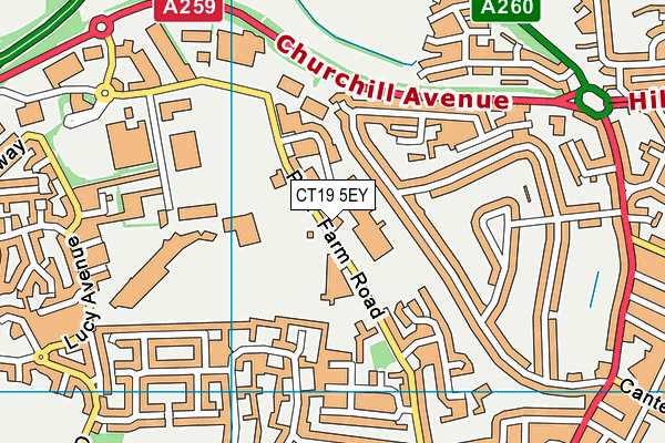 CT19 5EY map - OS VectorMap District (Ordnance Survey) CT19 5EY map - OS VectorMap District (Ordnance Survey)