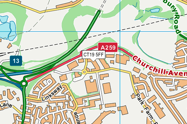 CT19 5FF map - OS VectorMap District (Ordnance Survey) CT19 5FF map - OS VectorMap District (Ordnance Survey)