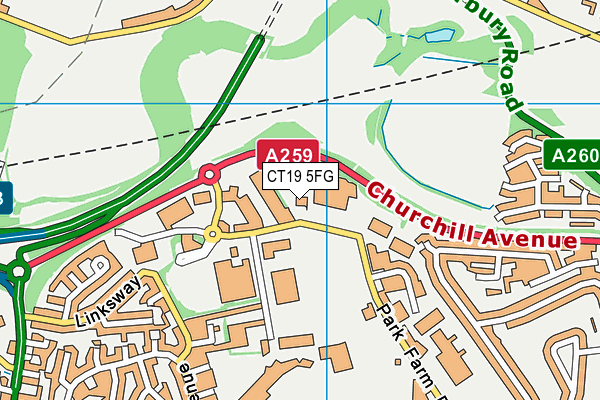 CT19 5FG map - OS VectorMap District (Ordnance Survey) CT19 5FG map - OS VectorMap District (Ordnance Survey)