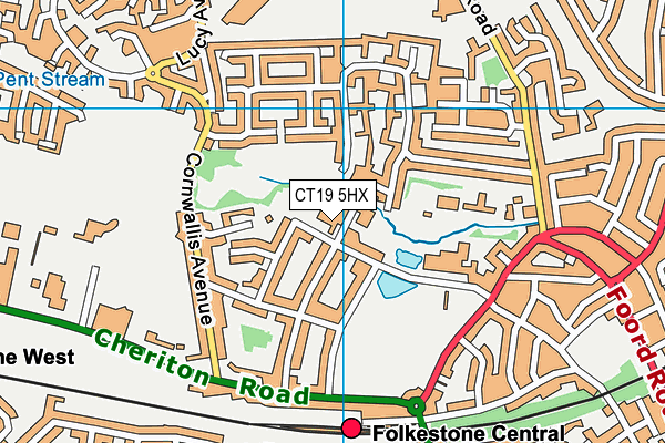 CT19 5HX map - OS VectorMap District (Ordnance Survey) CT19 5HX map - OS VectorMap District (Ordnance Survey)